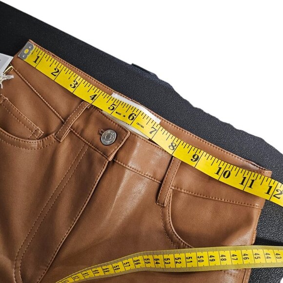 Aritzia Wilfred The Melina Skinny Leg, High Rise, Vegan Leather, Cognac Size 0 - Picture 4 of 9